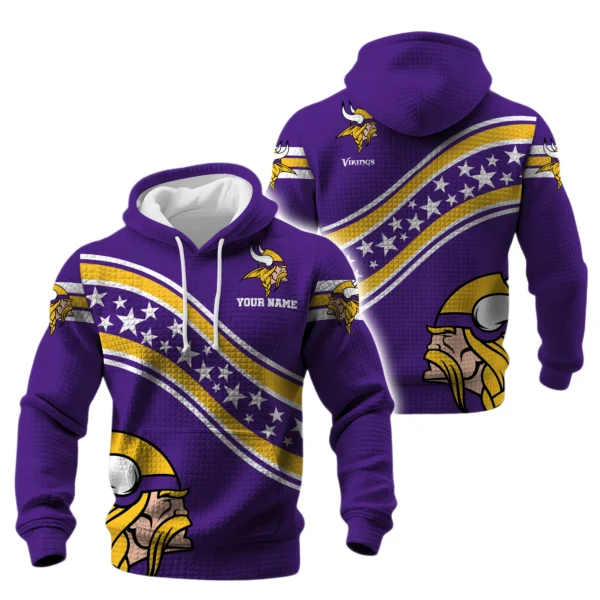 Minnesota Vikings Waffle Pullover Hoodie Personalize Your Name