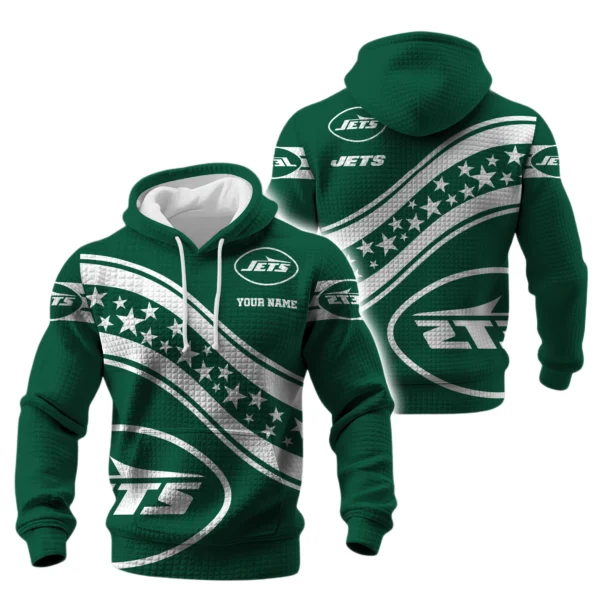New York Jets Waffle Pullover Hoodie Personalize Your Name