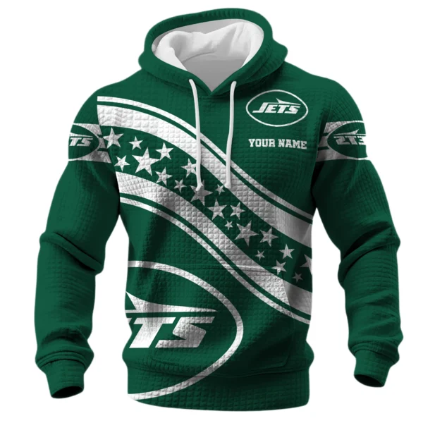 New York Jets Waffle Pullover Hoodie Personalize Your Name