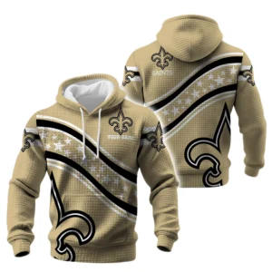 New Orleans Saints Waffle Pullover Hoodie Personalize Your Name