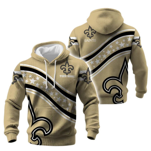 New Orleans Saints Waffle Pullover Hoodie Personalize Your Name