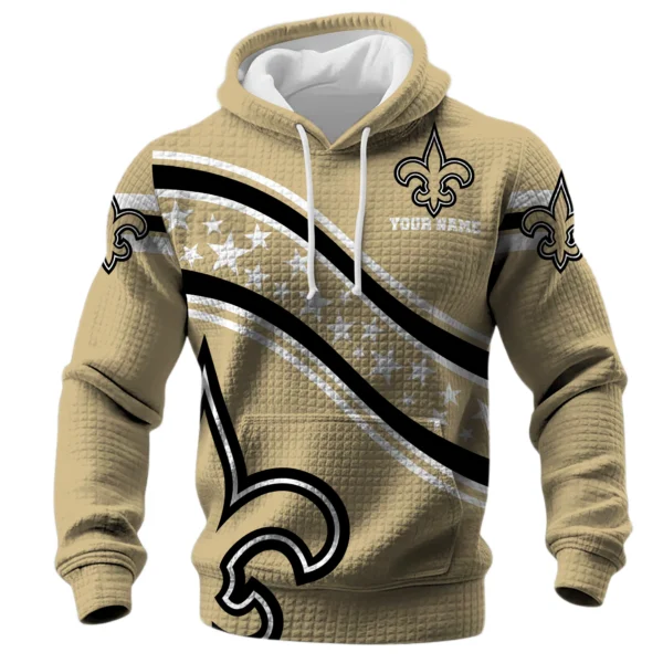 New Orleans Saints Waffle Pullover Hoodie Personalize Your Name
