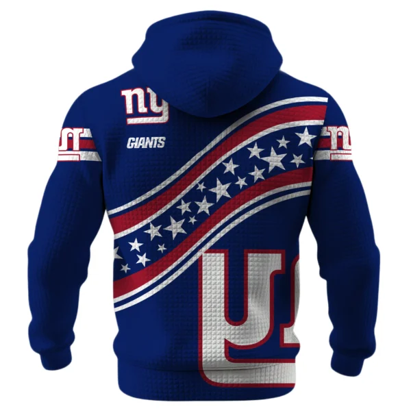New York Giants Waffle Pullover Hoodie Personalize Your Name