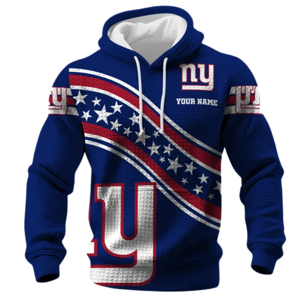 New York Giants Waffle Pullover Hoodie Personalize Your Name