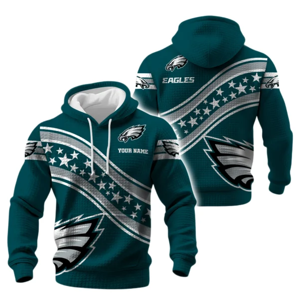 Philadelphia Eagles Waffle Pullover Hoodie Personalize Your Name