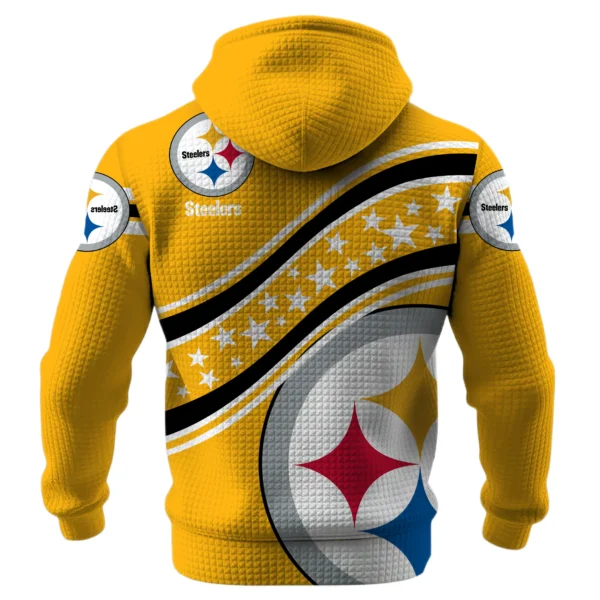 Pittsburgh Steelers Waffle Pullover Hoodie Personalize Your Name