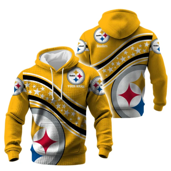 Pittsburgh Steelers Waffle Pullover Hoodie Personalize Your Name
