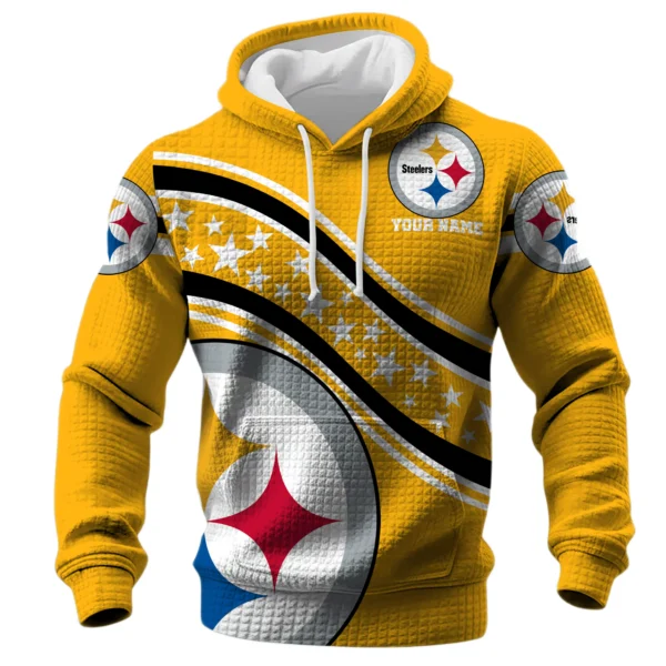 Pittsburgh Steelers Waffle Pullover Hoodie Personalize Your Name