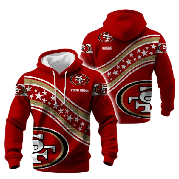 San Francisco 49ers Waffle Pullover Hoodie Personalize Your Name