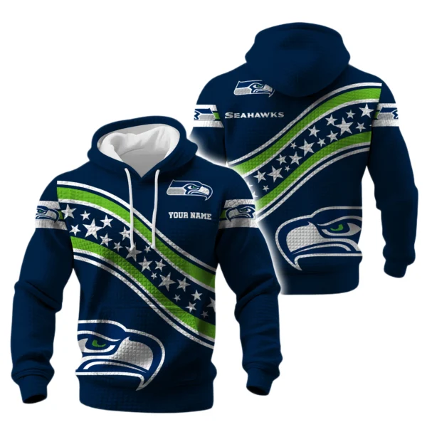Seattle Seahawks Waffle Pullover Hoodie Personalize Your Name