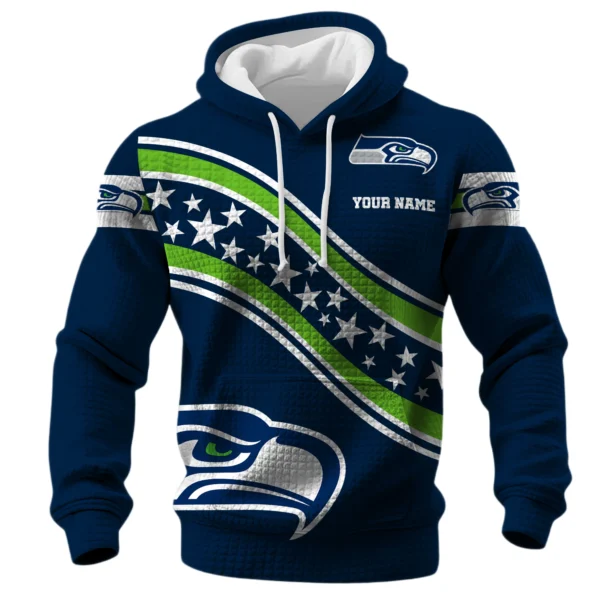 Seattle Seahawks Waffle Pullover Hoodie Personalize Your Name
