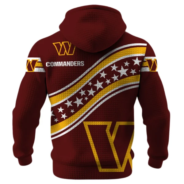 Washington Commanders Waffle Pullover Hoodie Personalize Your Name