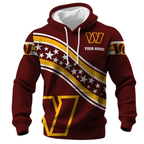 Washington Commanders Waffle Pullover Hoodie Personalize Your Name