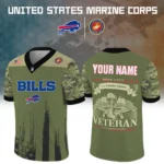 Buffalo Bills x US Marine Corps 250th Anniversary V-Neck Short Sleeve Jersey 3D Limited 2026 Custom Your Name