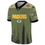 Green Bay Packers x US Marine Corps 250th Anniversary V-Neck Short Sleeve Jersey 3D Limited 2026 Custom Your Name