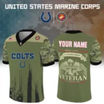 Indianapolis Colts x US Marine Corps 250th Anniversary V-Neck Short Sleeve Jersey 3D Limited 2026 Custom Your Name