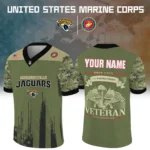 Jacksonville Jaguars x US Marine Corps 250th Anniversary V-Neck Short Sleeve Jersey 3D Limited 2026 Custom Your Name