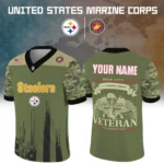 Pittsburgh Steelers x US Marine Corps 250th Anniversary V-Neck Short Sleeve Jersey 3D Limited 2026 Custom Your Name