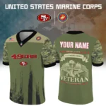 San Francisco 49ers x US Marine Corps 250th Anniversary V-Neck Short Sleeve Jersey 3D Limited 2026 Custom Your Name