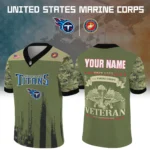 Tennessee Titans x US Marine Corps 250th Anniversary V-Neck Short Sleeve Jersey 3D Limited 2026 Custom Your Name
