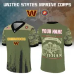 Washington Commanders x US Marine Corps 250th Anniversary V-Neck Short Sleeve Jersey 3D Limited 2026 Custom Your Name