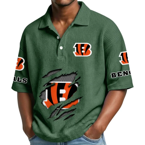 Cincinnati Bengals Waffle Polo Shirt Custom Your Name