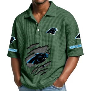 Carolina Panthers Waffle Polo Shirt Custom Your Name