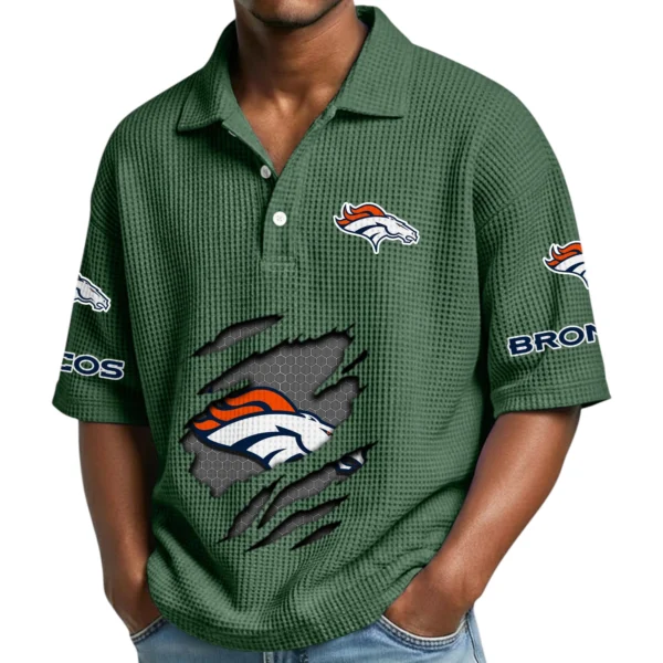 Denver Broncos Waffle Polo Shirt Custom Your Name