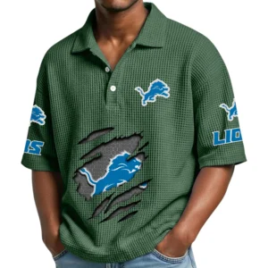 Detroit Lions Waffle Polo Shirt Custom Your Name