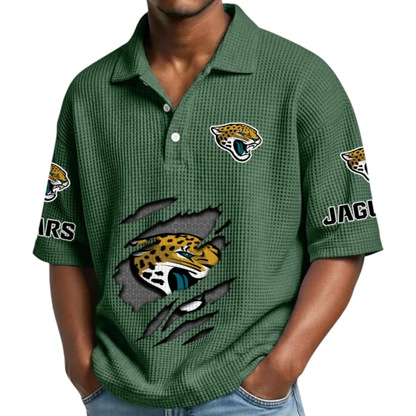 Jacksonville Jaguars Waffle Polo Shirt Custom Your Name
