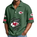 Kansas City Chiefs Waffle Polo Shirt Custom Your Name
