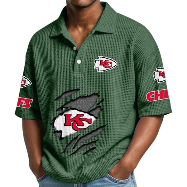Kansas City Chiefs Waffle Polo Shirt Custom Your Name