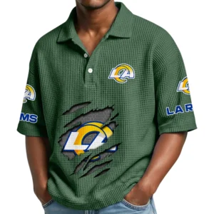 Los Angeles Rams Waffle Polo Shirt Custom Your Name