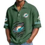 Miami Dolphins Waffle Polo Shirt Custom Your Name