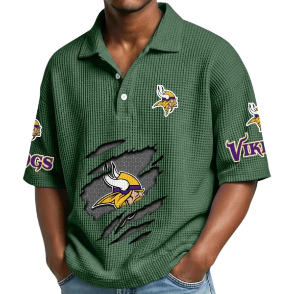 Minnesota Vikings Waffle Polo Shirt Custom Your Name