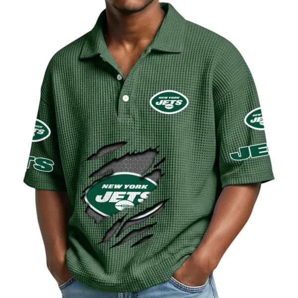 New York Jets Waffle Polo Shirt Custom Your Name