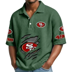 San Francisco 49ers Waffle Polo Shirt Custom Your Name