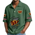 Washington Commanders Waffle Polo Shirt Custom Your Name