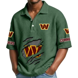 Washington Commanders Waffle Polo Shirt Custom Your Name