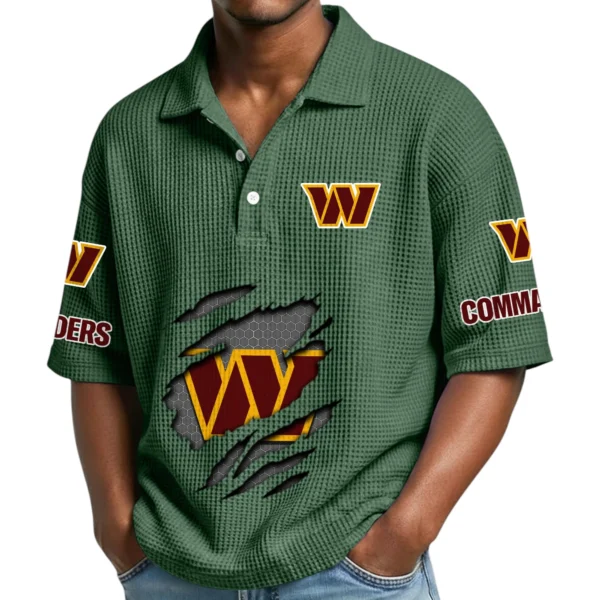 Washington Commanders Waffle Polo Shirt Custom Your Name