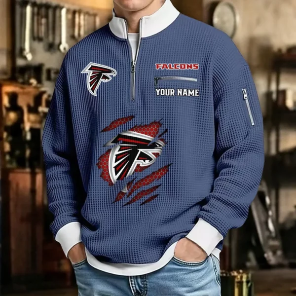 Atlanta Falcons Waffle Sweatshirt Quarter-Zip Stand Collar 2026 Limited Personalize Name