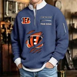 Cincinnati Bengals Waffle Sweatshirt Quarter-Zip Stand Collar 2026 Limited Personalize Name