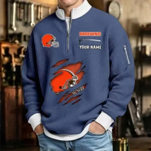 Cleveland Browns Waffle Sweatshirt Quarter-Zip Stand Collar 2026 Limited Personalize Name