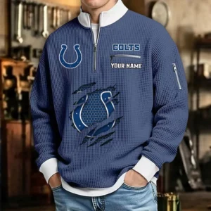 Indianapolis Colts Waffle Sweatshirt Quarter-Zip Stand Collar 2026 Limited Personalize Name