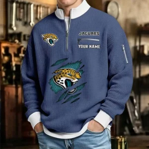 Jacksonville Jaguars Waffle Sweatshirt Quarter-Zip Stand Collar 2026 Limited Personalize Name