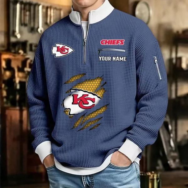 Kansas City Chiefs Waffle Sweatshirt Quarter-Zip Stand Collar 2026 Limited Personalize Name