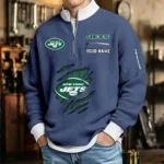 New York Jets Waffle Sweatshirt Quarter-Zip Stand Collar 2026 Limited Personalize Name