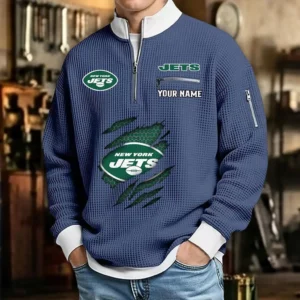New York Jets Waffle Sweatshirt Quarter-Zip Stand Collar 2026 Limited Personalize Name