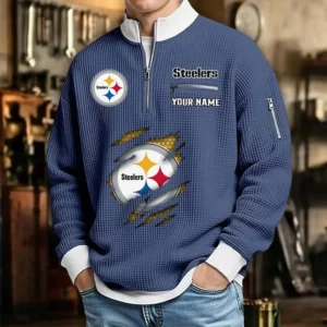 Pittsburgh Steelers Waffle Sweatshirt Quarter-Zip Stand Collar 2026 Limited Personalize Name