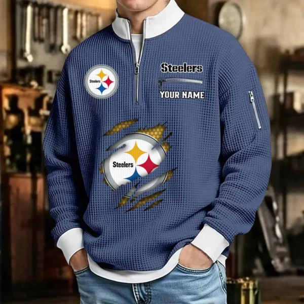 Pittsburgh Steelers Waffle Sweatshirt Quarter-Zip Stand Collar 2026 Limited Personalize Name